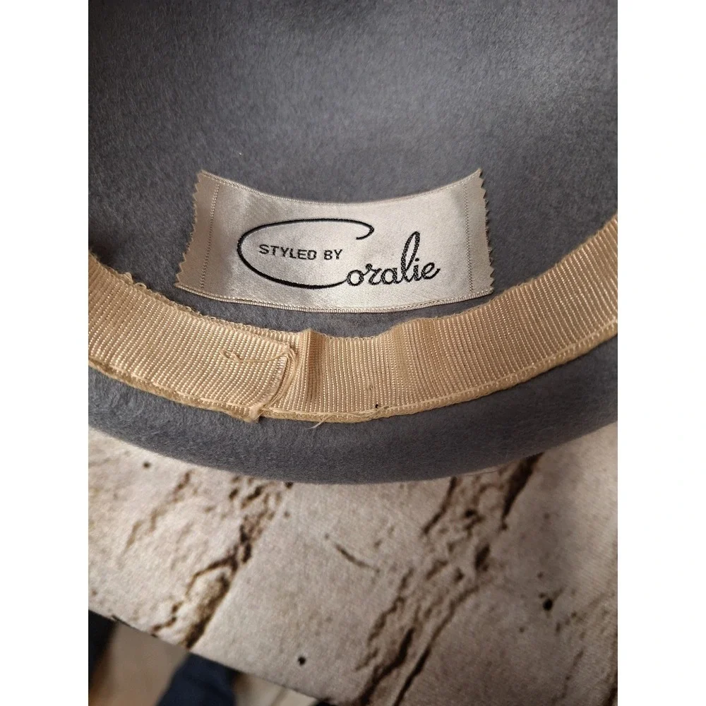 Vintage‎ Lancaster Styled by Coralie Wool Felt Sequin Bowler Hat Grey Black USA